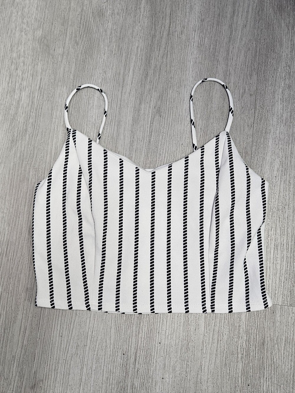 Striped Black & White Spaghetti Strap Crop Top Womens Med/Large